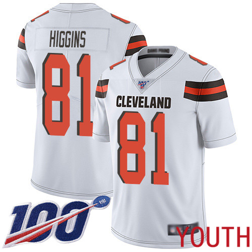 Cleveland Browns Rashard Higgins Youth White Limited Jersey 81 NFL Football Road 100th Season Vapor Untouchable